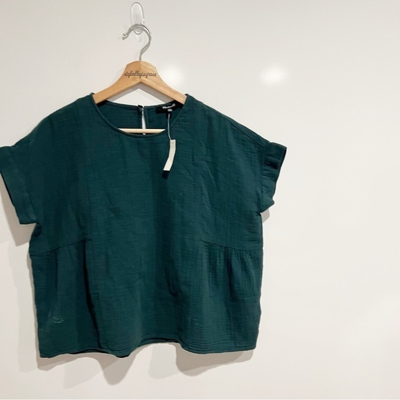 NWT Madewell Lightspun Cuffed-Sleeve Shirred Top - Picture 3 of 7